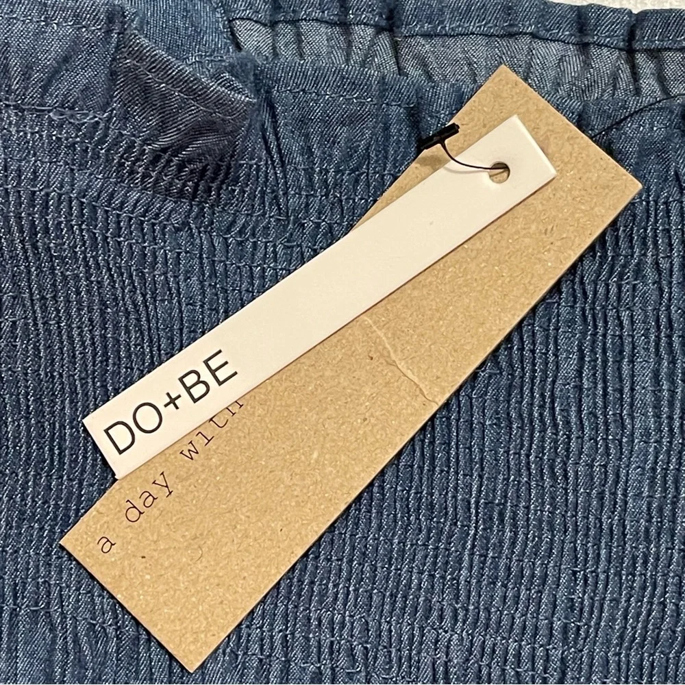 Do+Be Blue Chambray Smocked Mini Dress NWT Size Small - Picture 6 of 13